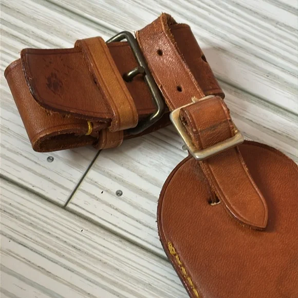 Louis Vuitton Leather Luggage Tag and Poignet set of 2
